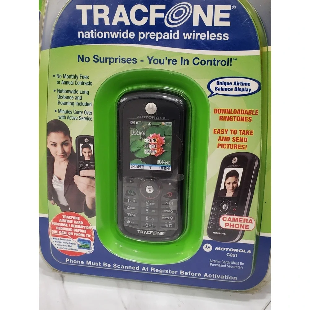 Lot 3 Motorola C261 TracFone Prepaid Wireless Camera Phone Black 2G Color Screen